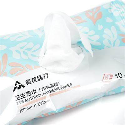 奥美医疗 75%酒精卫生湿巾 10片/袋